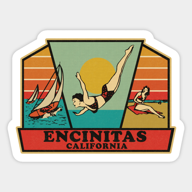 Vintage Encinitas California Travel Decal Encinitas California